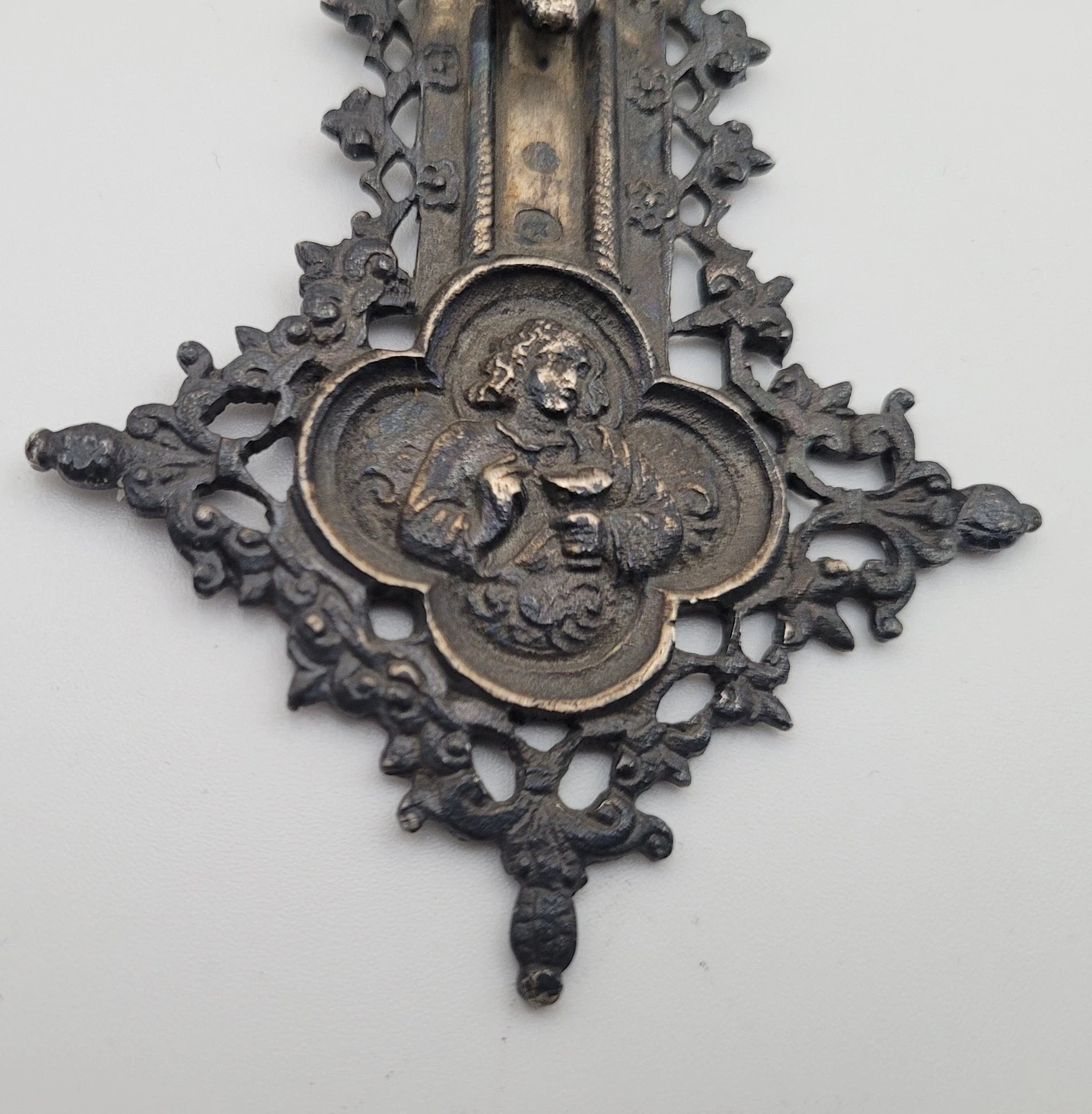 Ancienne Croix, Crucifix, Christ, orfèvrerie religieuse Argent Massif 156g 21cm - Image 7