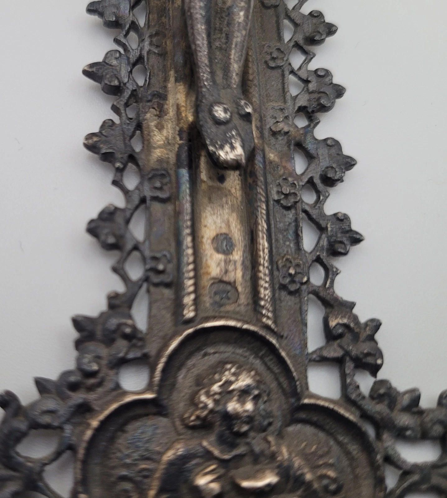 Ancienne Croix, Crucifix, Christ, orfèvrerie religieuse Argent Massif 156g 21cm - Image 9