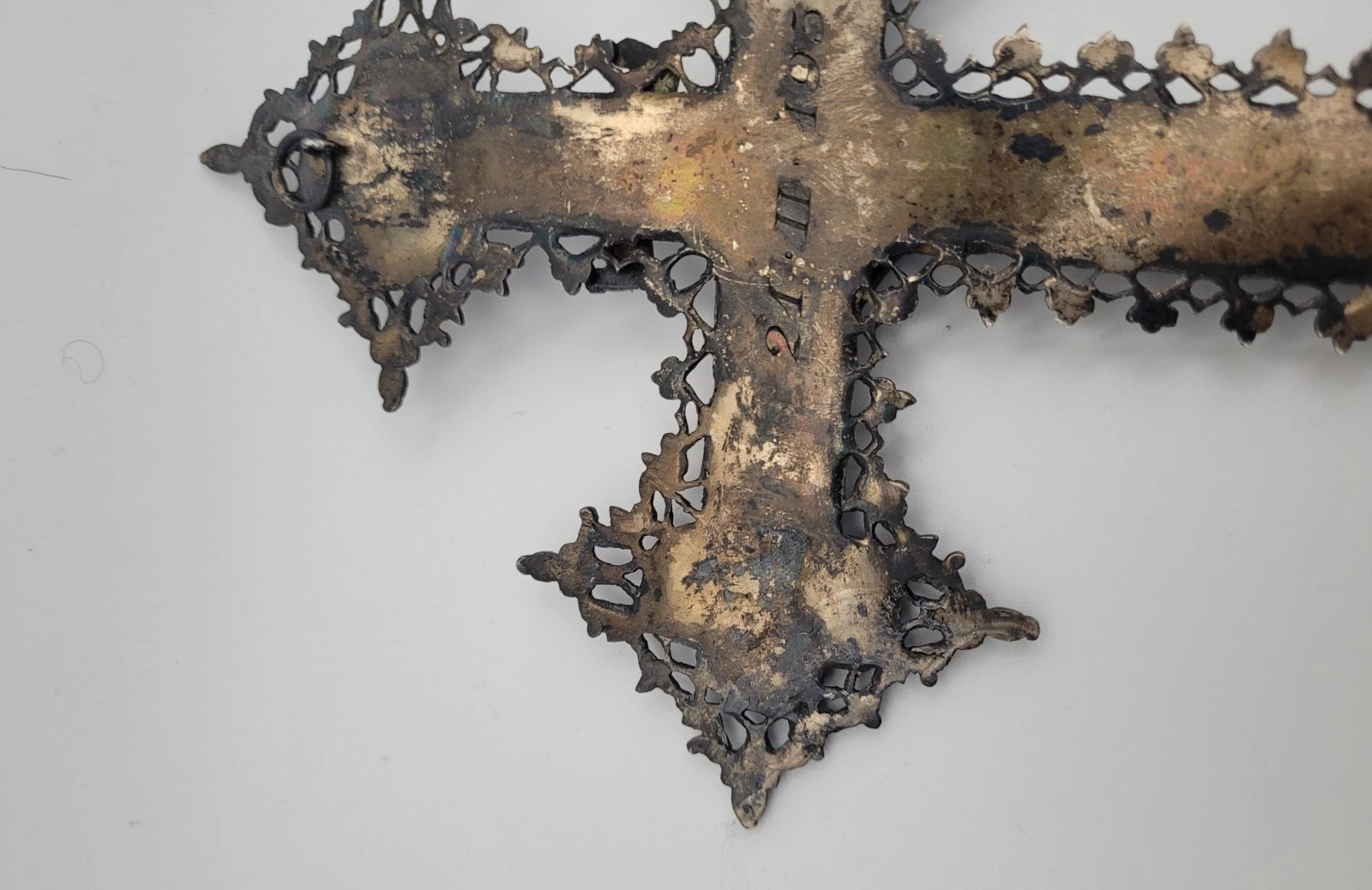 Ancienne Croix, Crucifix, Christ, orfèvrerie religieuse Argent Massif 156g 21cm - Image 11