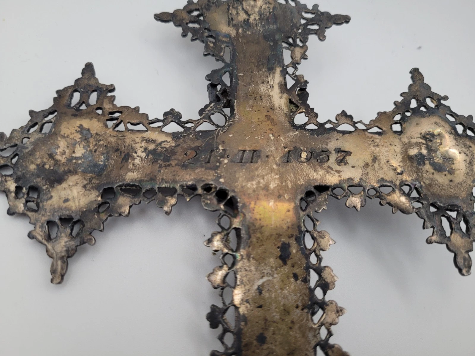 Ancienne Croix, Crucifix, Christ, orfèvrerie religieuse Argent Massif 156g 21cm - Image 13