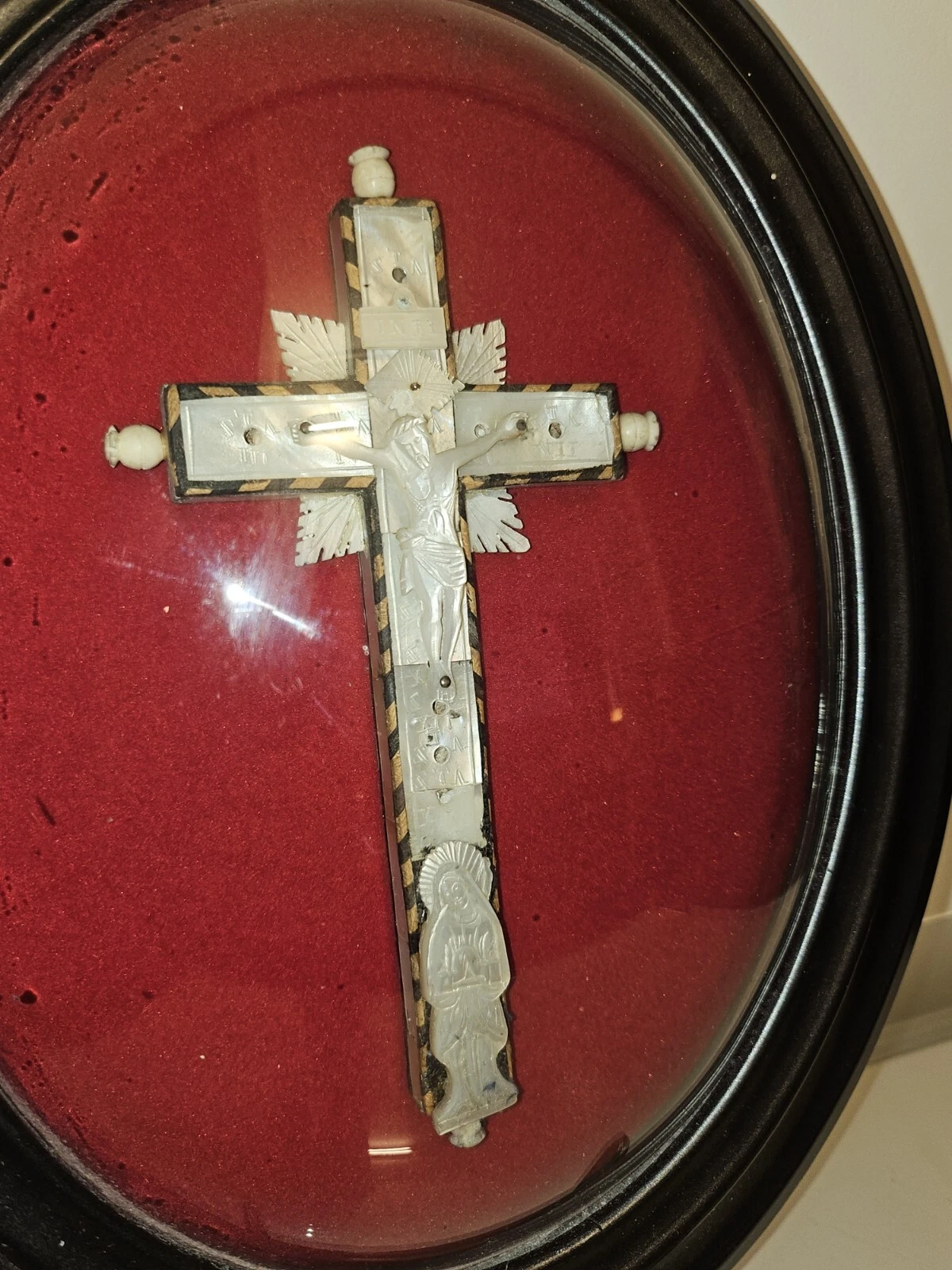 Passion Christ croix crucifix Nacre Art Populaire. Période NAPOLÉON 3./ .1870 - Image 2
