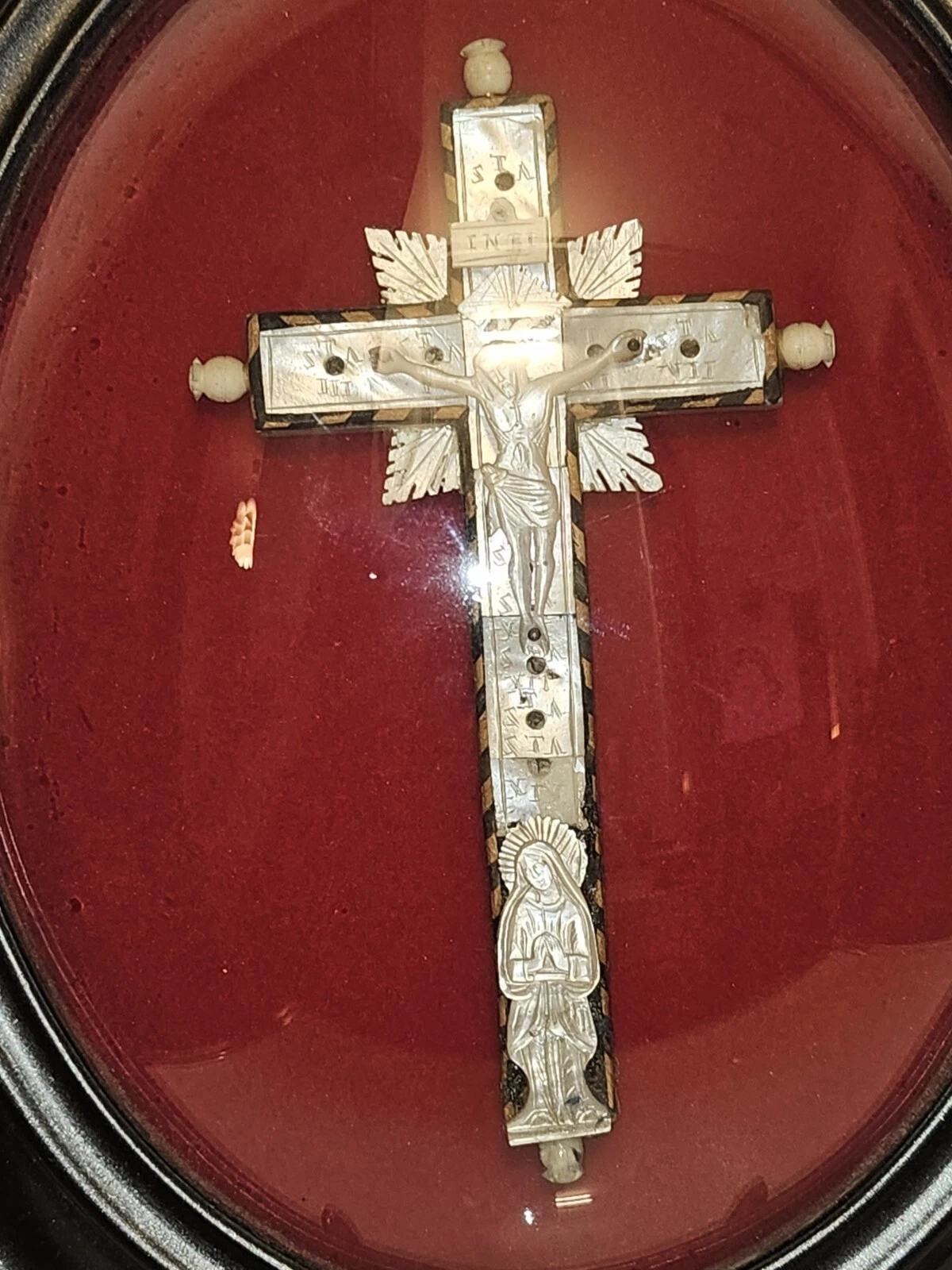 Passion Christ croix crucifix Nacre Art Populaire. Période NAPOLÉON 3./ .1870 - Image 4