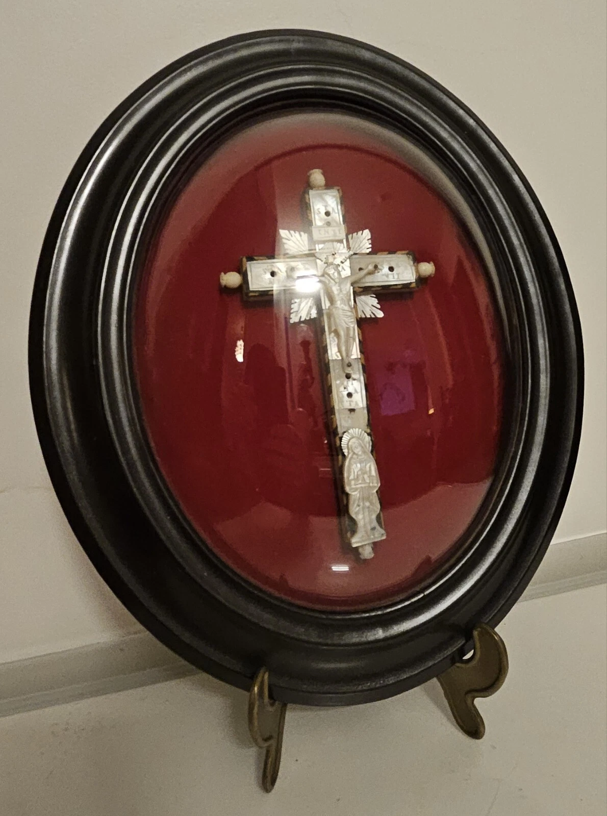 Passion Christ croix crucifix Nacre Art Populaire. Période NAPOLÉON 3./ .1870 - Image 9