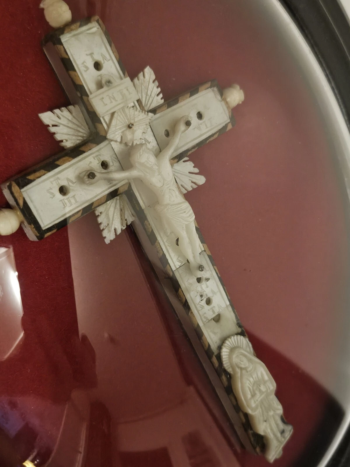 Passion Christ croix crucifix Nacre Art Populaire. Période NAPOLÉON 3./ .1870 - Image 11