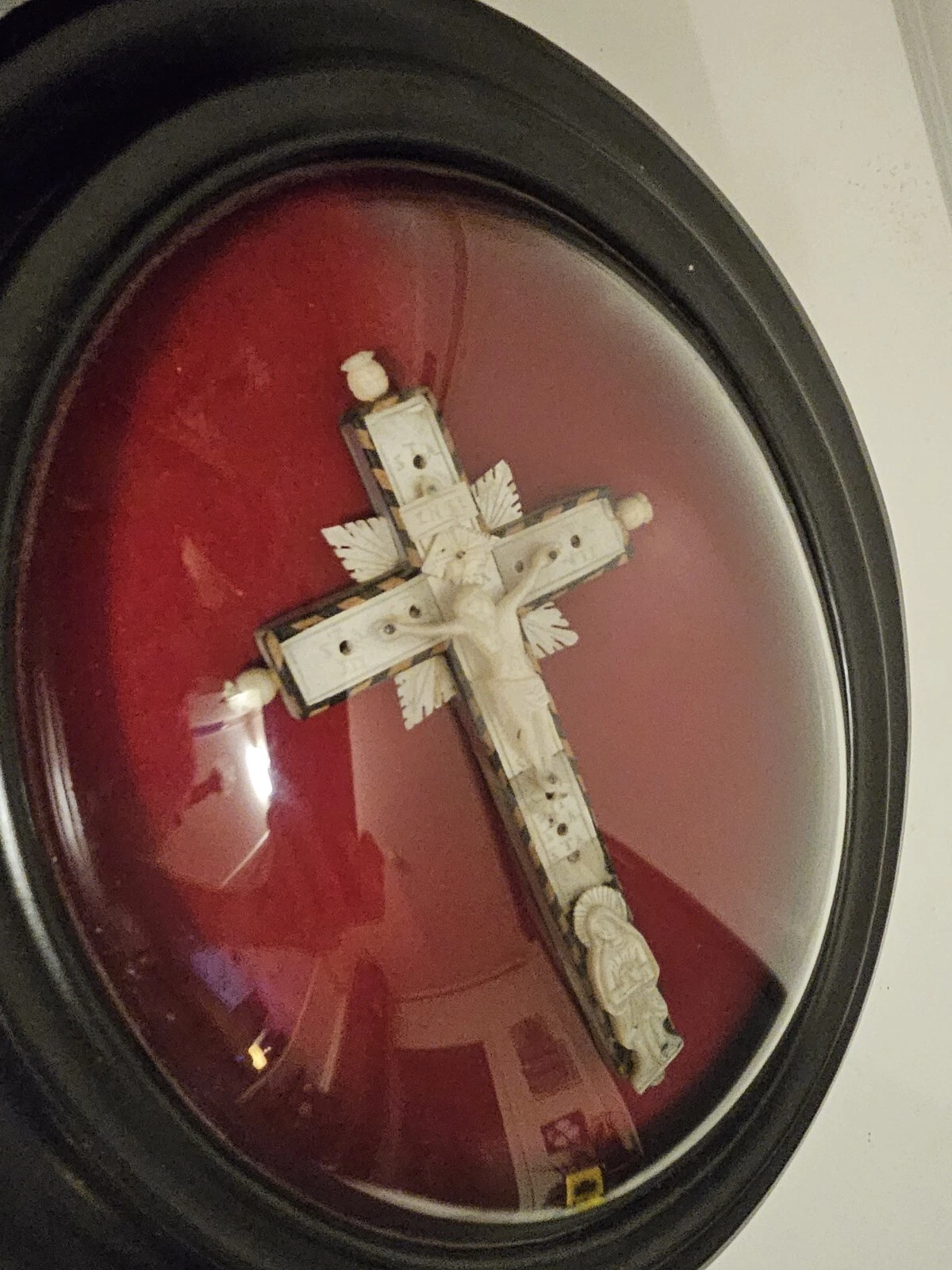 Passion Christ croix crucifix Nacre Art Populaire. Période NAPOLÉON 3./ .1870 - Image 12