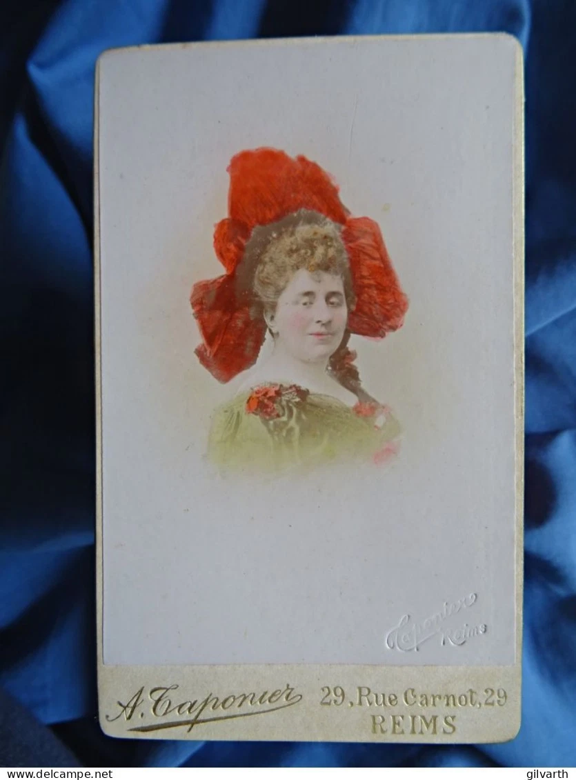 photo cabinet Taponier à Reims Portrait colorisé Baronne Conrad Portalis ca 1890 - Image 2