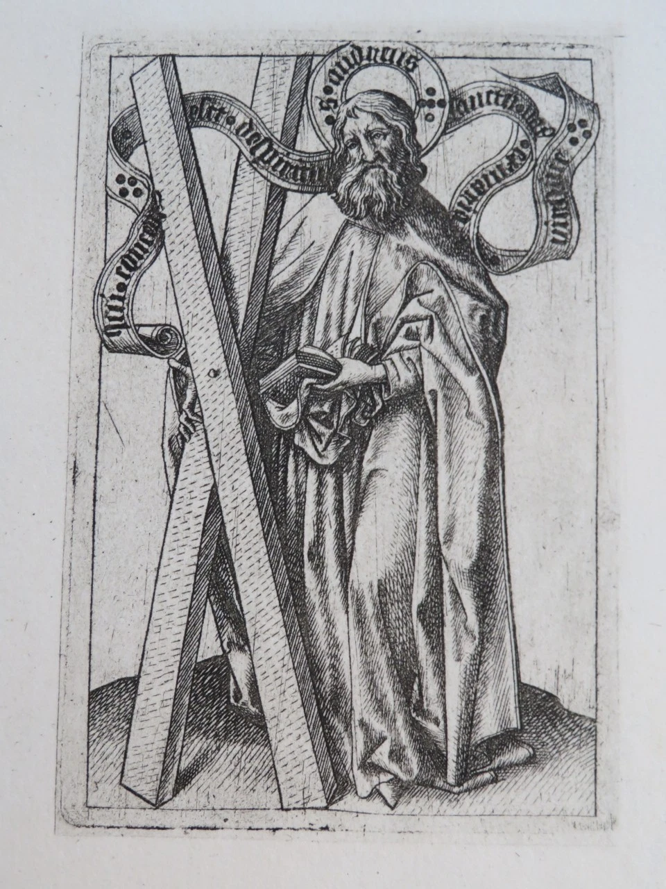 Maitre ES (c1420–c1468) GRAVURE APOTRE SAINT ANDRE GOTHIQUE ALLEMAGNE MOYEN AGE - Image 1