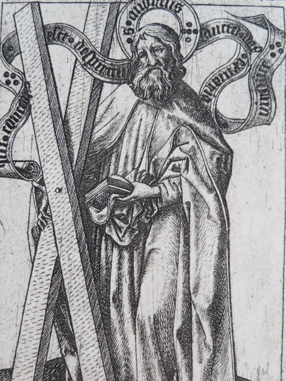 Maitre ES (c1420–c1468) GRAVURE APOTRE SAINT ANDRE GOTHIQUE ALLEMAGNE MOYEN AGE - Image 2