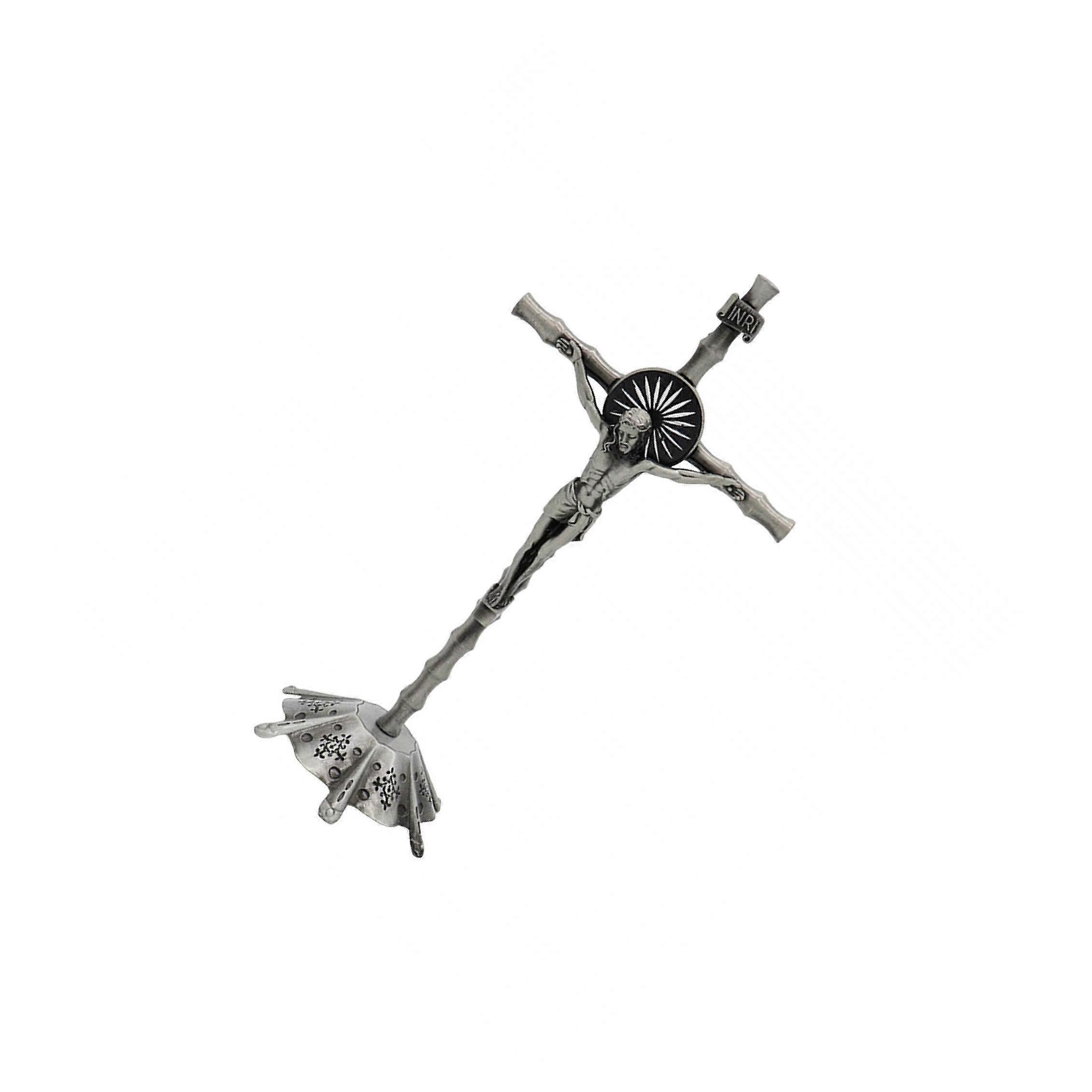 Crucifix Wall Cross Statue Miniature Cross Statue for Cabinet Easter Bedroom retro Argent - Image 4
