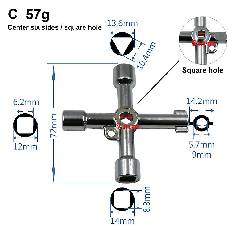 Clé Universelle Triangle Croix 4 Voies Multi Clé Pour Gaz Électrique Ascenseur Cabinet Compteur Boîte - Image 4