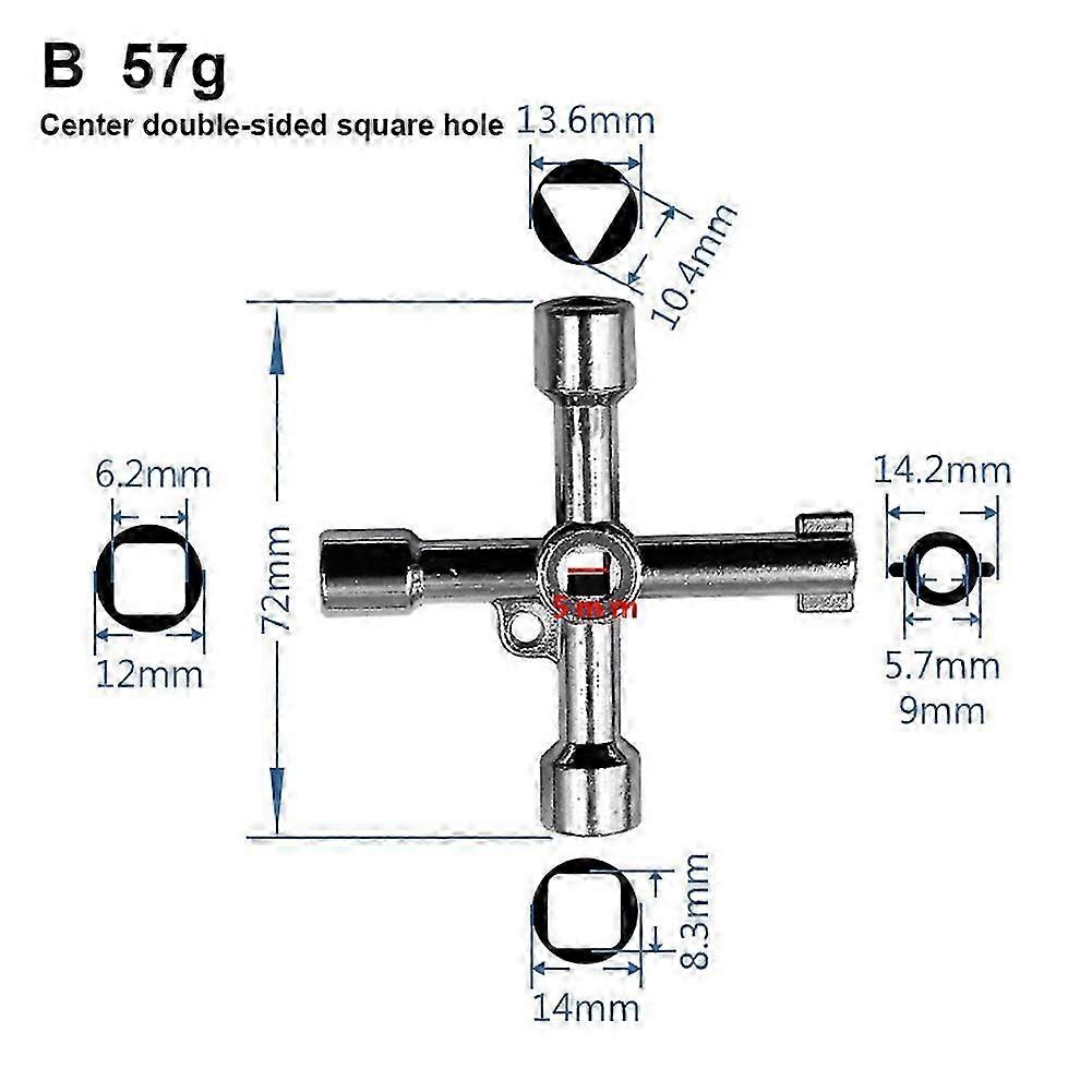 Clé Universelle Triangle Croix 4 Voies Multi Clé Pour Gaz Électrique Ascenseur Cabinet Compteur Boîte - Image 1