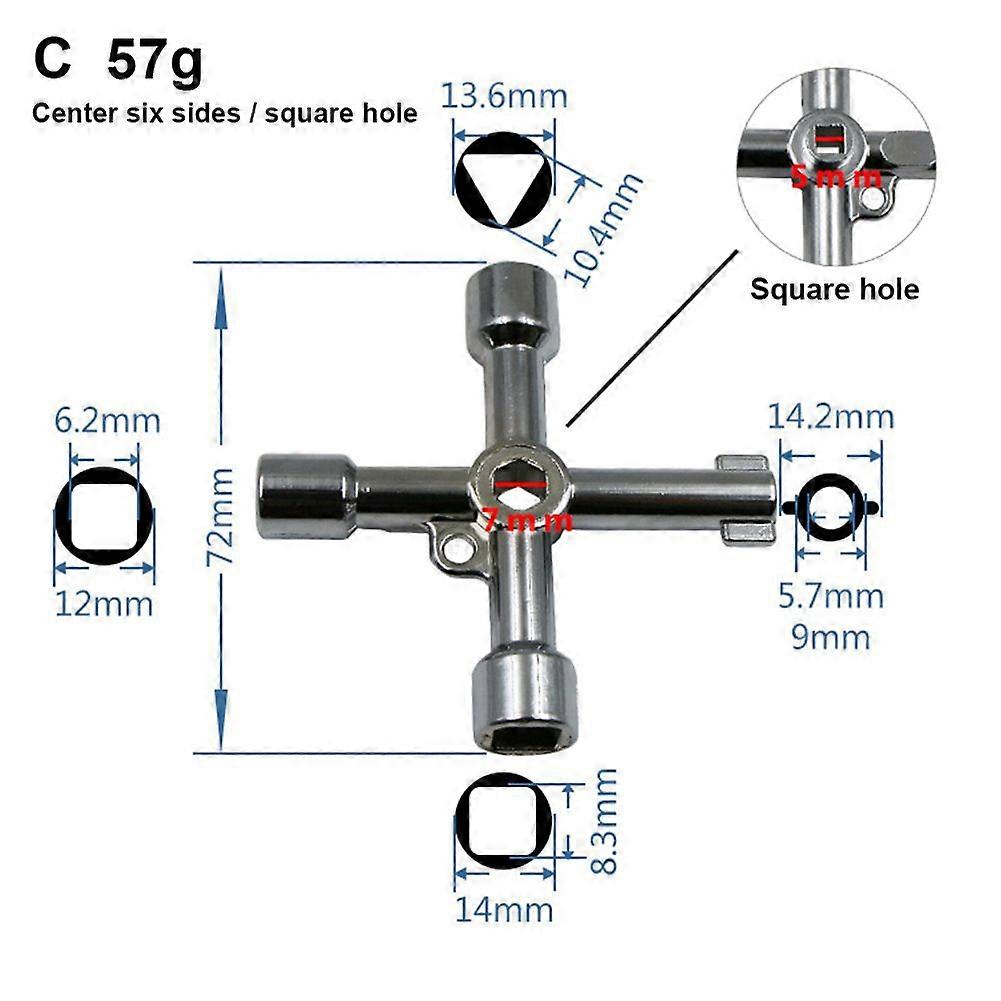 Clé Universelle Triangle Croix 4 Voies Multi Clé Pour Gaz Électrique Ascenseur Cabinet Compteur Boîte - Image 1