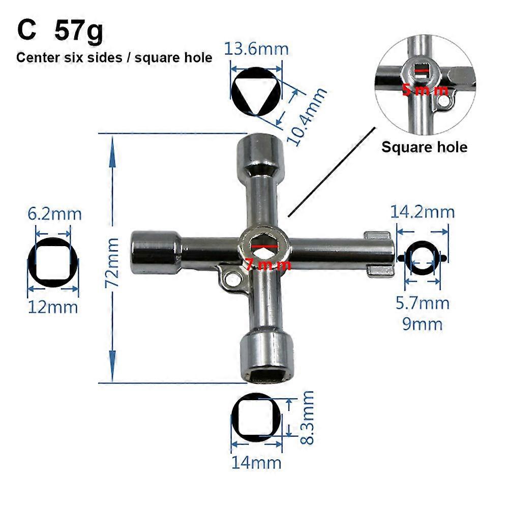 Clé Universelle Triangle Croix 4 Voies Multi Clé Pour Gaz Électrique Ascenseur Cabinet Compteur Boîte - Image 1