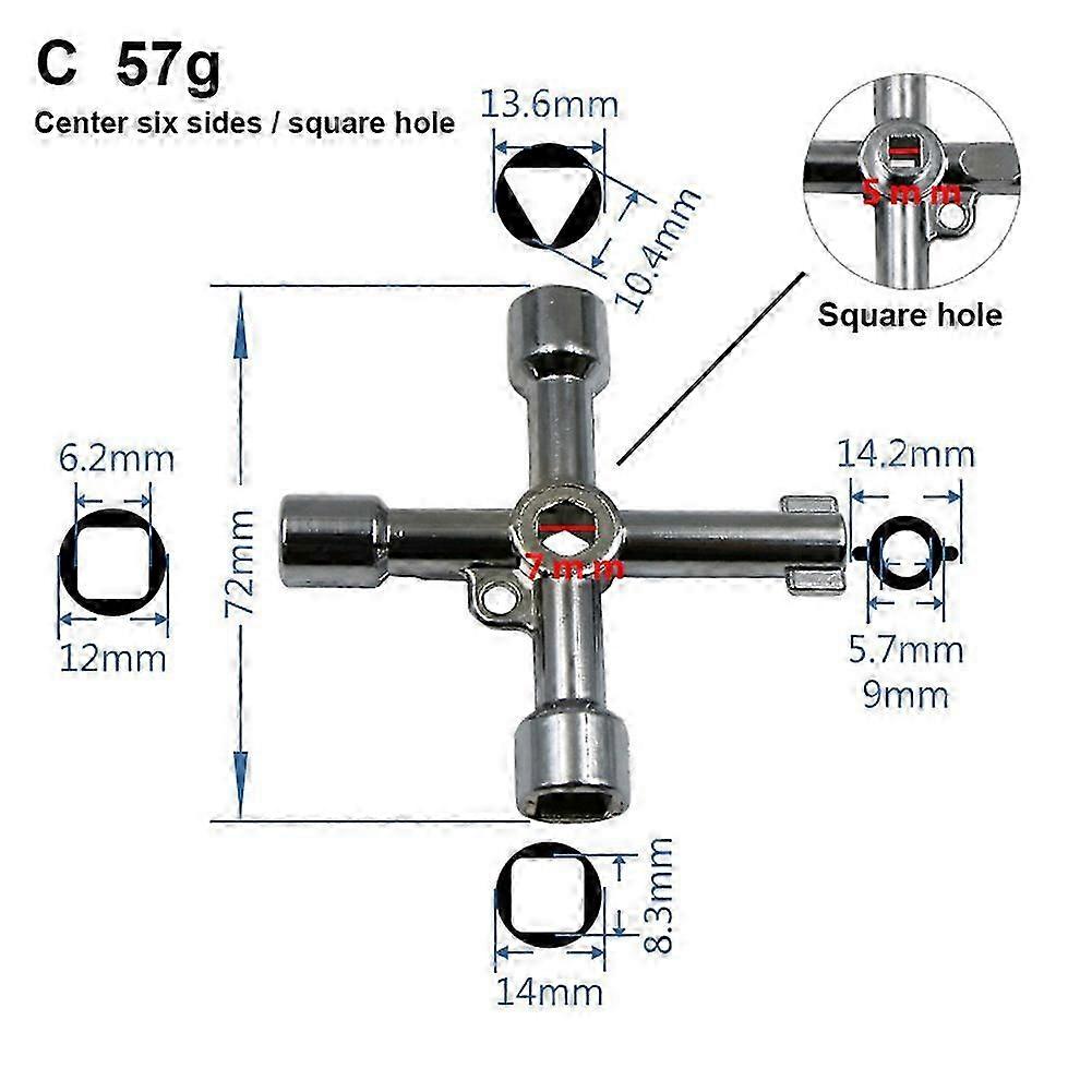 Clé Universelle Triangle Croix 4 Voies Multi Clé Pour Gaz Électrique Ascenseur Cabinet Compteur Boîte - Image 1