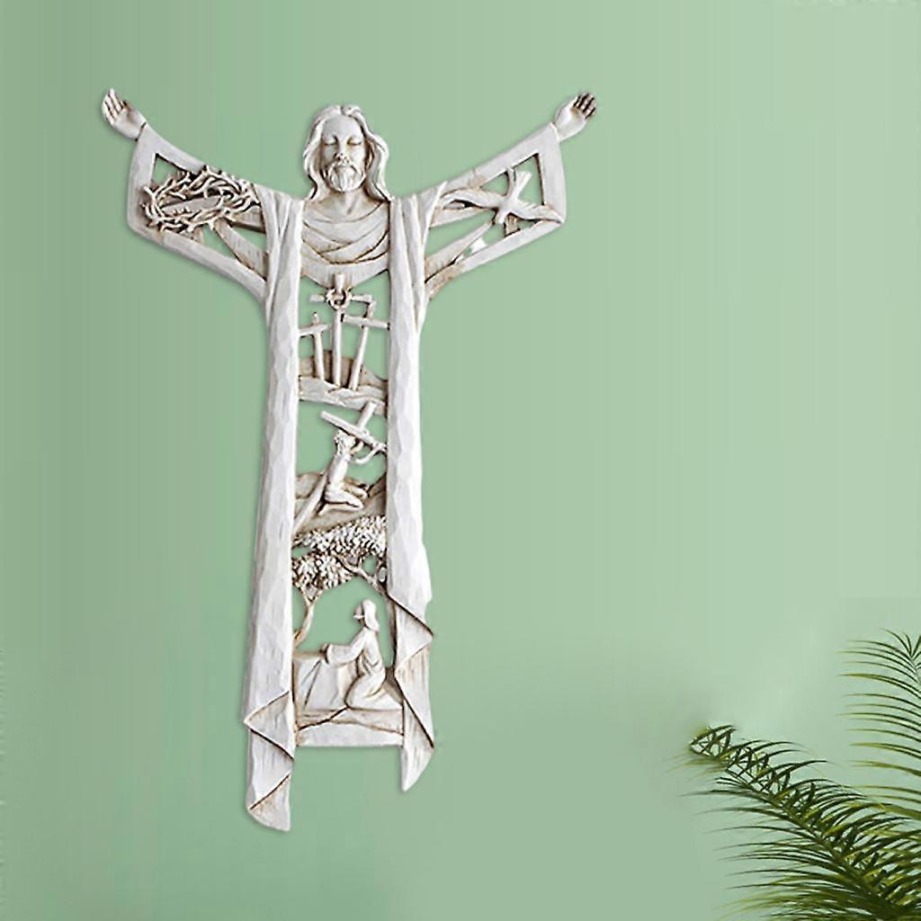 Église chrétienne ressuscitée Croix murale Miniature Jésus Église Reliques Figurines Sculpture Salon Party Cabinet Décoration intérieure - Image 3