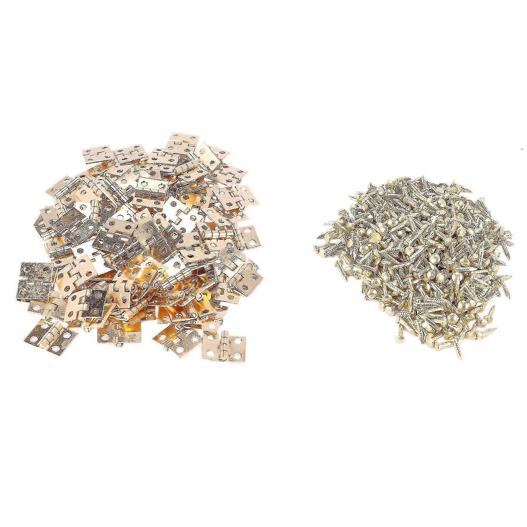 100 Pcs Mini charnières en laiton Rotation à 180 degrés pour Dollhouse Miniature Furniture Cabinet Cl - Image 1