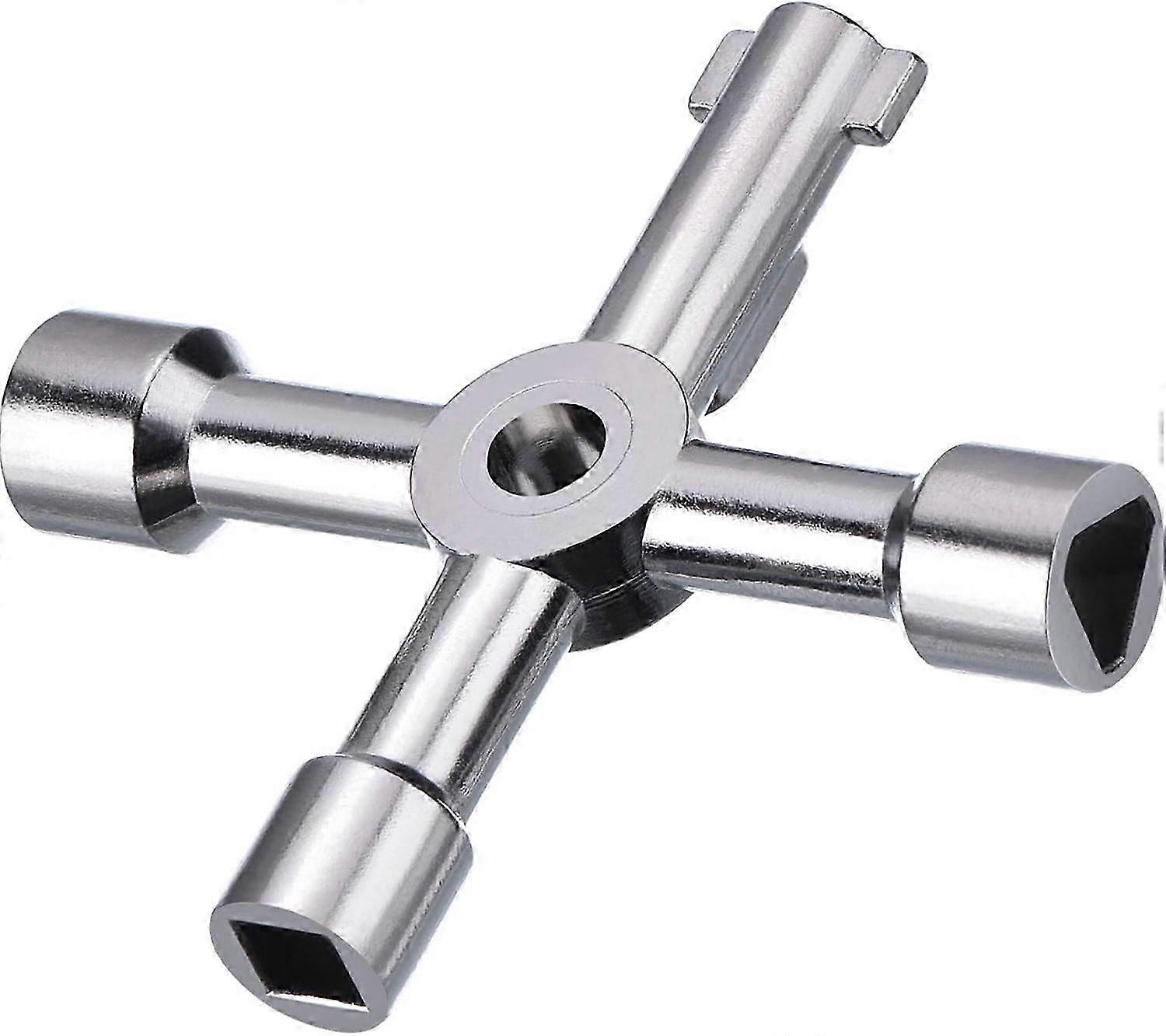 Clé 4-way Multi-functional Utilities Key For Electric Cupboard Cabinet Opening Key (argent) - Image 1