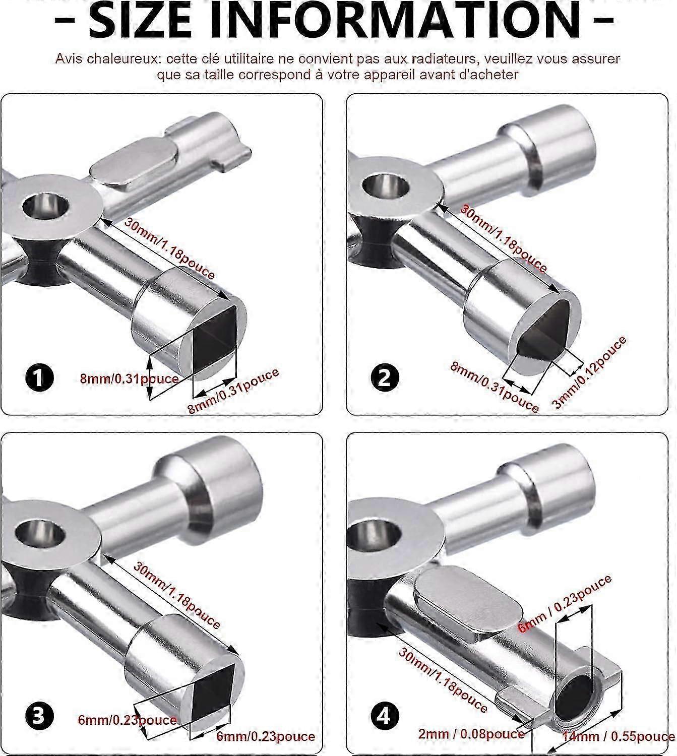 Clé 4-way Multi-functional Utilities Key For Electric Cupboard Cabinet Opening Key (argent) - Image 2