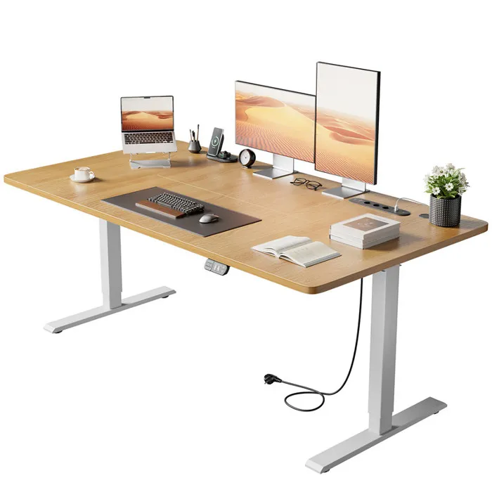 HLONONE Bureau Assis Debout Électrique, 160 x 80 cm Table Reglable Hauteur, Bureau Reglable en Hauteur Electrique, Blanc - Image 2