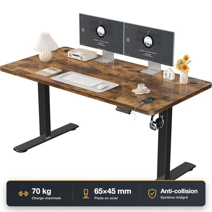 HLONONE Bureau Assis Debout Électrique, 160 x 80 cm Table Reglable Hauteur, Bureau Reglable en Hauteur Electrique, Blanc - Image 13