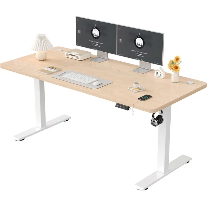 HLONONE Bureau Assis Debout Électrique, 160 x 80 cm Table Reglable Hauteur, Bureau Reglable en Hauteur Electrique, Blanc - Image 17