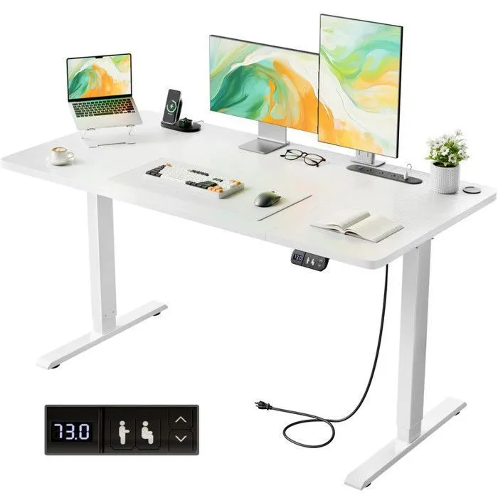 HLONONE Bureau Assis Debout Électrique, 160 x 80 cm Table Reglable Hauteur, Bureau Reglable en Hauteur Electrique, Blanc - Image 25