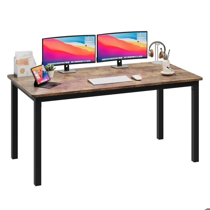 Tribesigns Bureau - 160 x 70 x 75 cm - Grande Table d'ordinateur de Bureau avec Plateau en Bois - pour Bureau à Domicile - Marron - Image 9