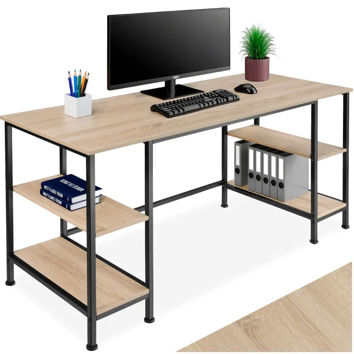 Bureau droit ESSENTIEL - 3 tiroirs - Décor chêne et blanc - L 121,2 x P 55 x H 74,5 cm - PARISOT - Image 16