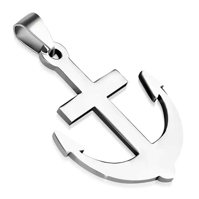ZENSE - Collier homme - Pendentif croix ancre marine en acier inoxydable, hauteur 4cm - Chaîne 45cm - ZP0208 - Image 1