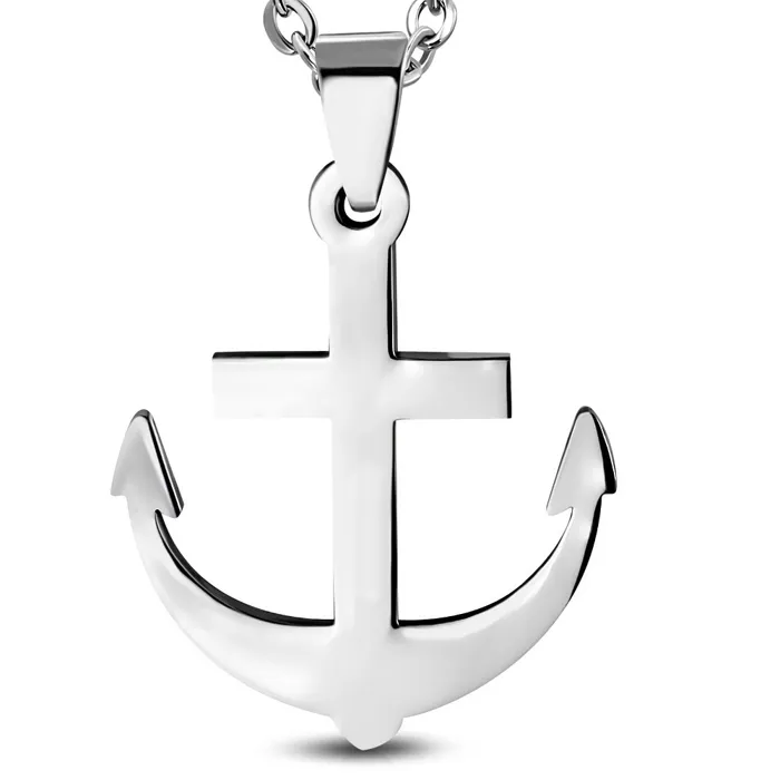 ZENSE - Collier homme - Pendentif croix ancre marine en acier inoxydable, hauteur 4cm - Chaîne 45cm - ZP0208 - Image 3