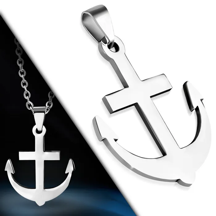 ZENSE - Collier homme - Pendentif croix ancre marine en acier inoxydable, hauteur 4cm - Chaîne 45cm - ZP0208 - Image 4