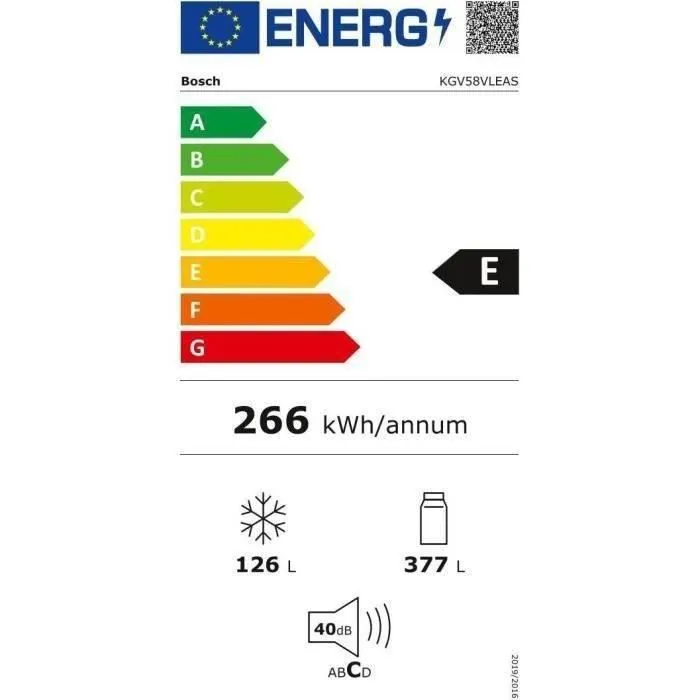 BOSCH KGV58VLEAS - Réfrigérateur combiné - 500 L (376 L + 124 L) - Froid low frost grande capacité- L 70 x H 191 cm - Inox - Image 5