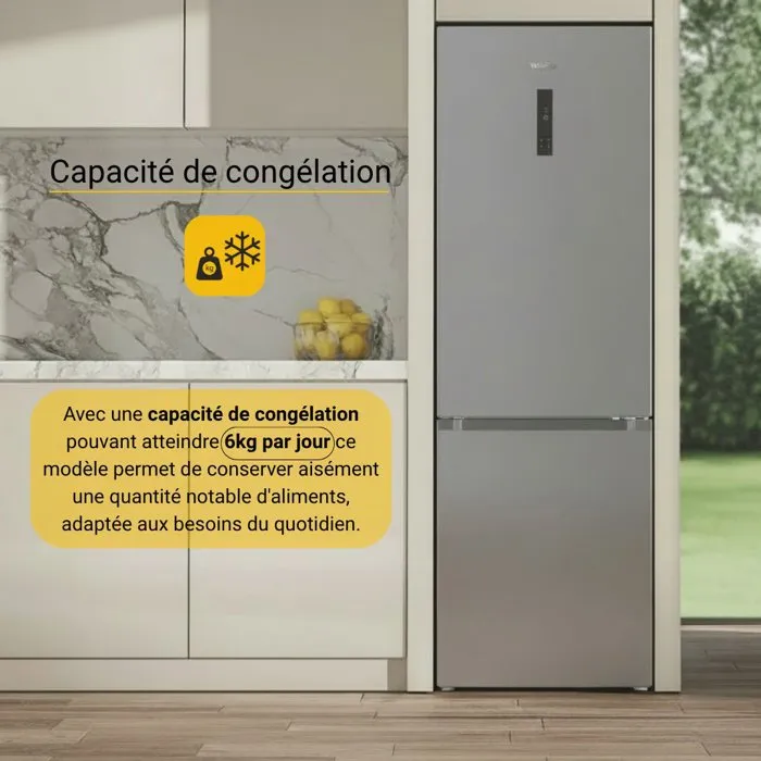 Réfrigérateur combiné - WHIRLPOOL - WHK26363XP6E - 316 L - Dual NoFrost - 6e sens - Classe C - 186.5x59.5x66.3 - Inox - Image 14
