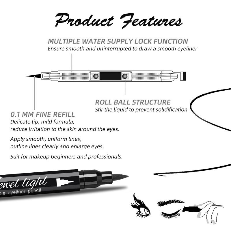 Decorative patterned stamp eyeliner, waterproof, quick-drying and smudge-proof, double-ended Stamp eyeliner - Image 3
