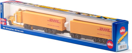 SIKU 1806, Freightliner DHL Road Train, trekker met oplegger en aanhanger, 1:87, metaal/kunststof, geel, afneembare aanhanger - Image 6