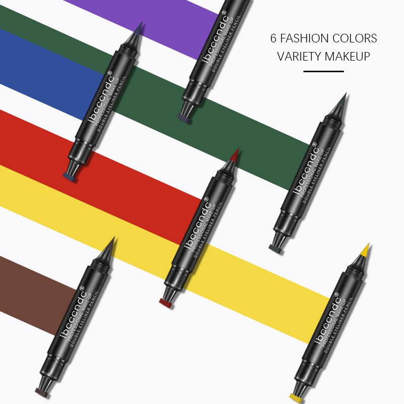 6 Colors Liquid Eyeliner Stamp Pen Matte Black Colorful Lazy Eyes Make Up Waterproof Quick Dry Blue Green Red Yellow Eye Liner - Image 5