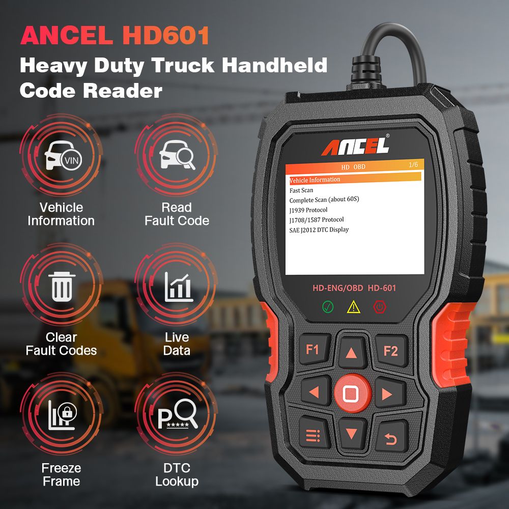 ANCEL HD601 Heavy Duty Truck Code Reader Full System OBD2 Diagnostic Scan Tool Check Engine for Freightliner Cummins San Tool - Image 4