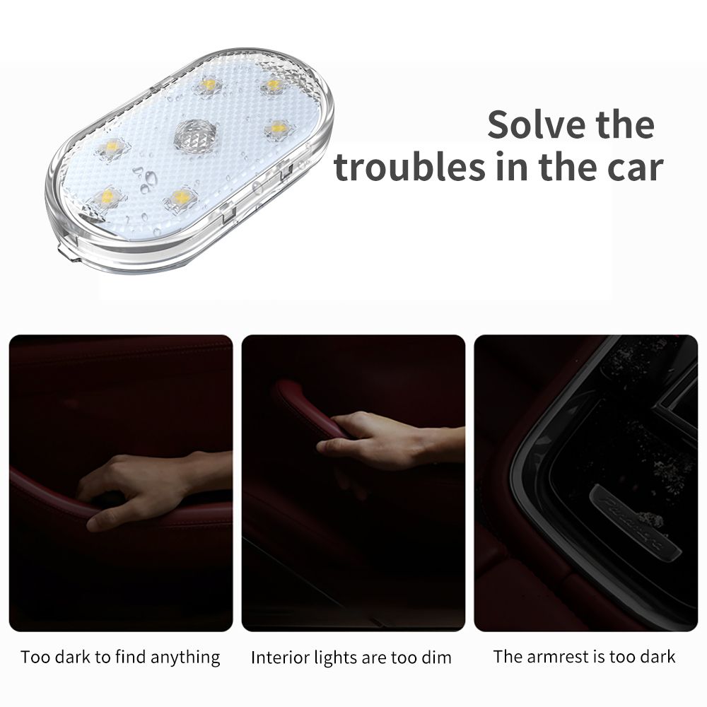 Universal Wireless Car Interior LED Lights Auto Mini Roof Ceiling Reading Lamp 5V Finger Touch Sensor Magnetic Attraction Styling Dome Light USB Rechargable - Image 5
