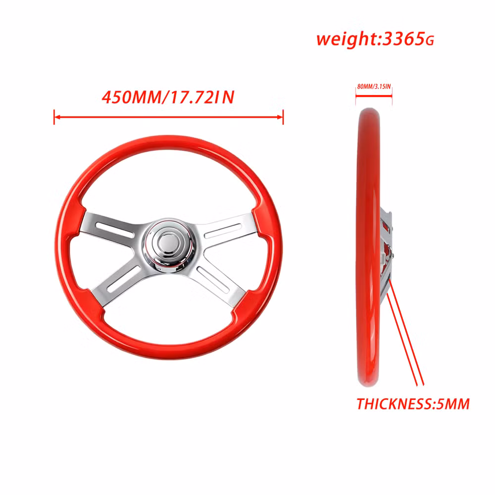 Tiypeor Truck Steering Wheel Modified 4 Spoke 450mm 18inch Semitrailer Steering Wheel for Kenworth, Peterbilt, Volvo, Freightliner - Image 3
