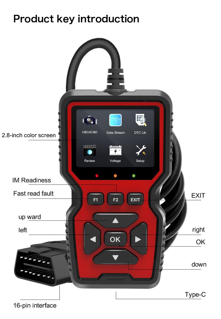 Universal V519 OBD2 Scanner Truck and Car Code Reader OBDII Diagnostic Code Reader Tool for Check Engine Light Read/Erase Codes - Image 4