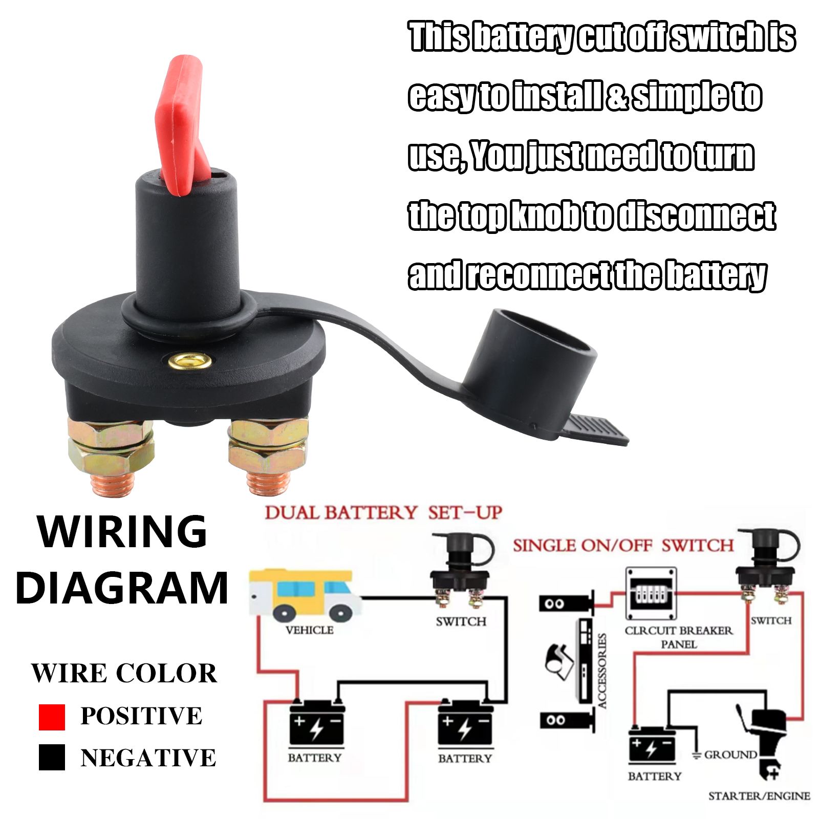 Key 12-24V Car Battery Power Disconnect Isolator Circuit Breaker Main Kill Cut-off Switch Insulated Rotary - Image 1