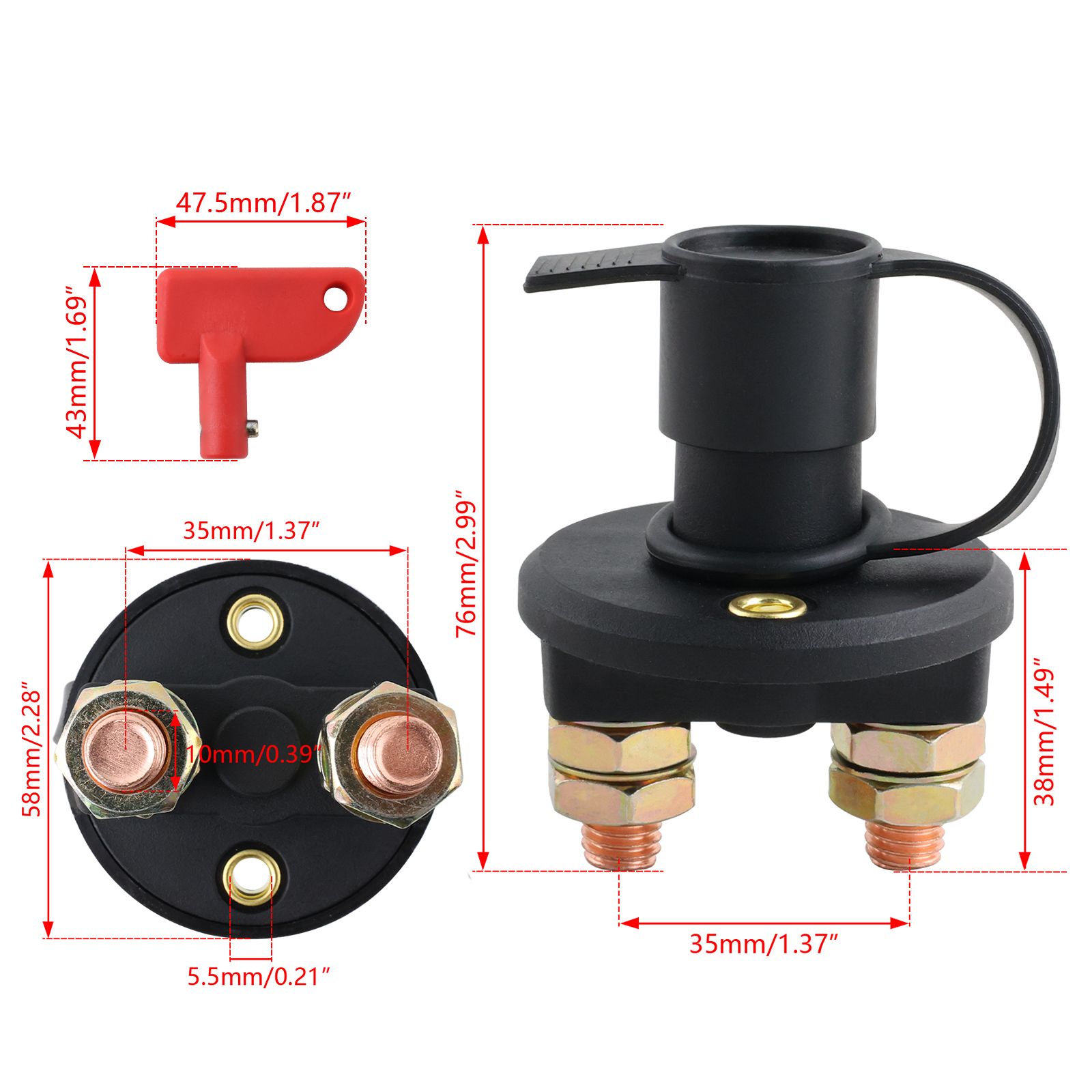 Key 12-24V Car Battery Power Disconnect Isolator Circuit Breaker Main Kill Cut-off Switch Insulated Rotary - Image 2