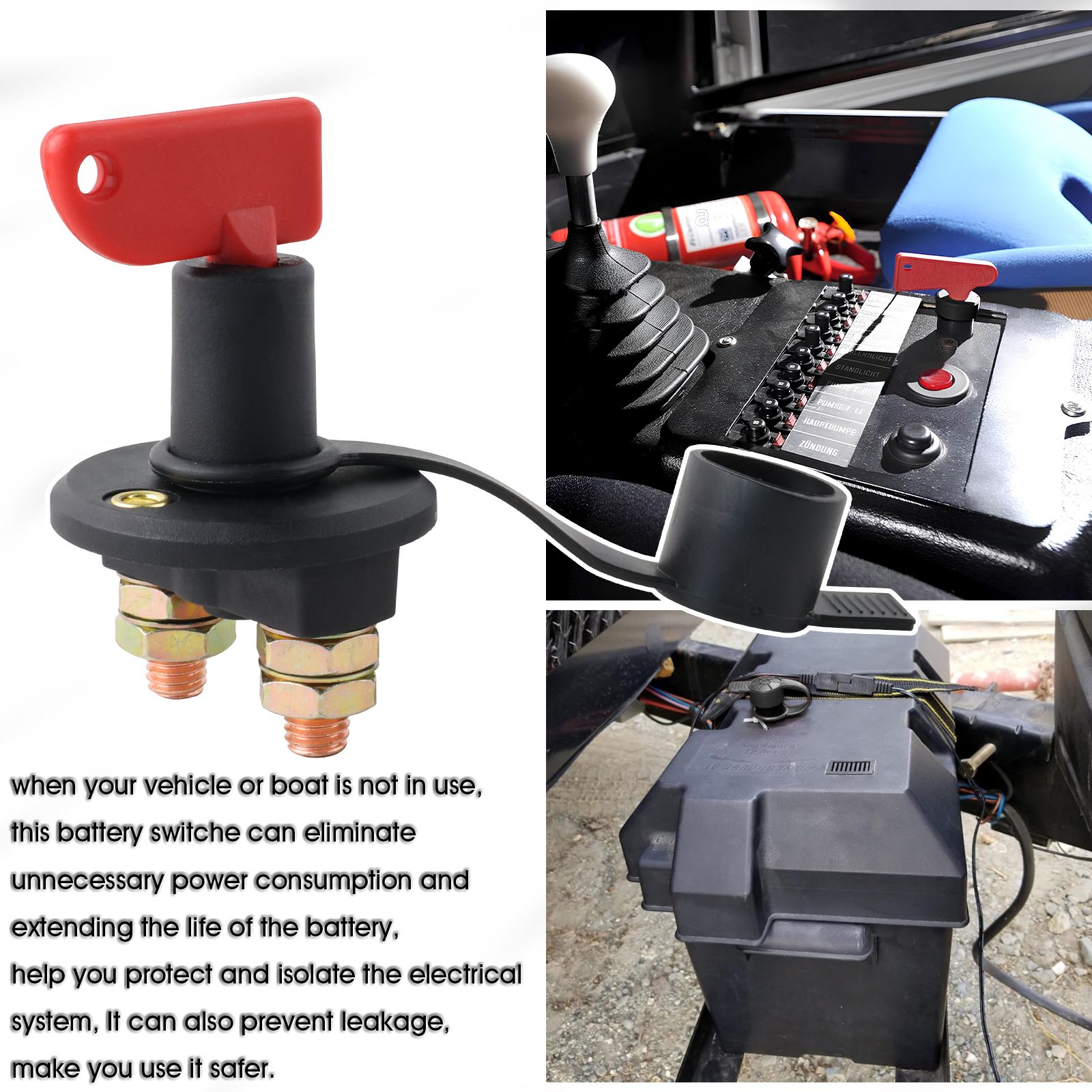 Key 12-24V Car Battery Power Disconnect Isolator Circuit Breaker Main Kill Cut-off Switch Insulated Rotary - Image 4
