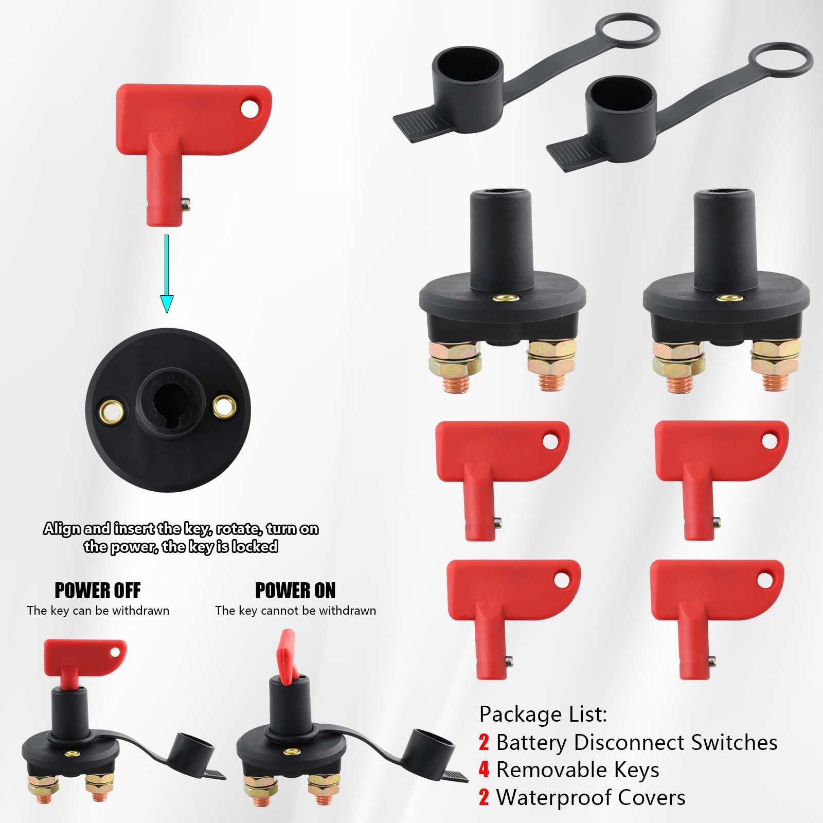 Key 12-24V Car Battery Power Disconnect Isolator Circuit Breaker Main Kill Cut-off Switch Insulated Rotary - Image 5