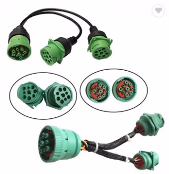 Deutsch 9 Pin Plug Splitter Y Cable Diagnostic Wire Harness for Truck Freightliner GPS Eld Trailer - Image 1