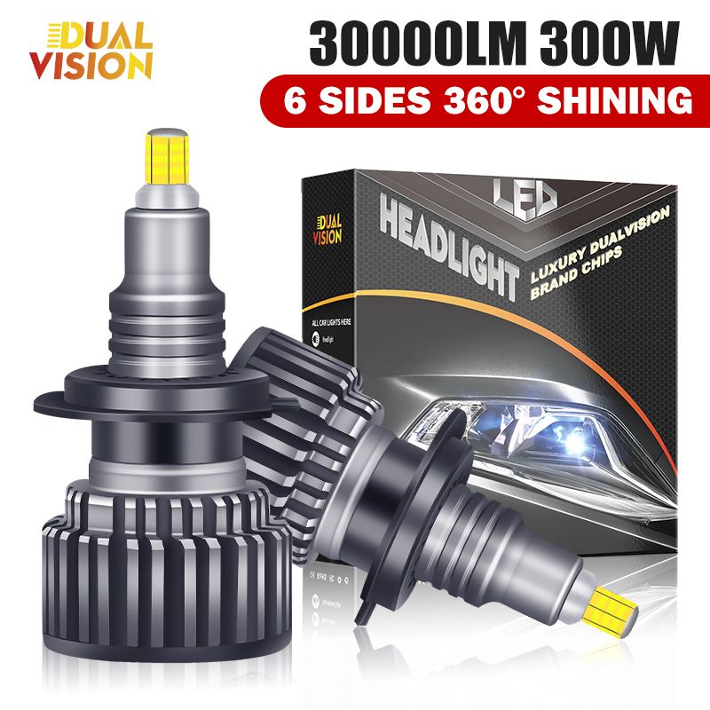 Dualvision H7 Led Bulb Canbus H1 H8 H9 H11 Fog Lights 9006Hb4 9005 Hb3 Led Lamps360 30000LM 300W 3D Auto 6000K Super Mini Diodes - Image 3