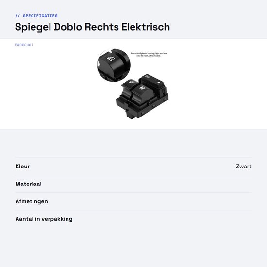 Dailygoods - Spiegel Doblo Rechts - Elektrisch Vensterschalterknopf - Hoogwaardige Vervangingsonderdeel - 9 x 7 x 5 cm - Geschikt voor Freightliner Co... - Image 2