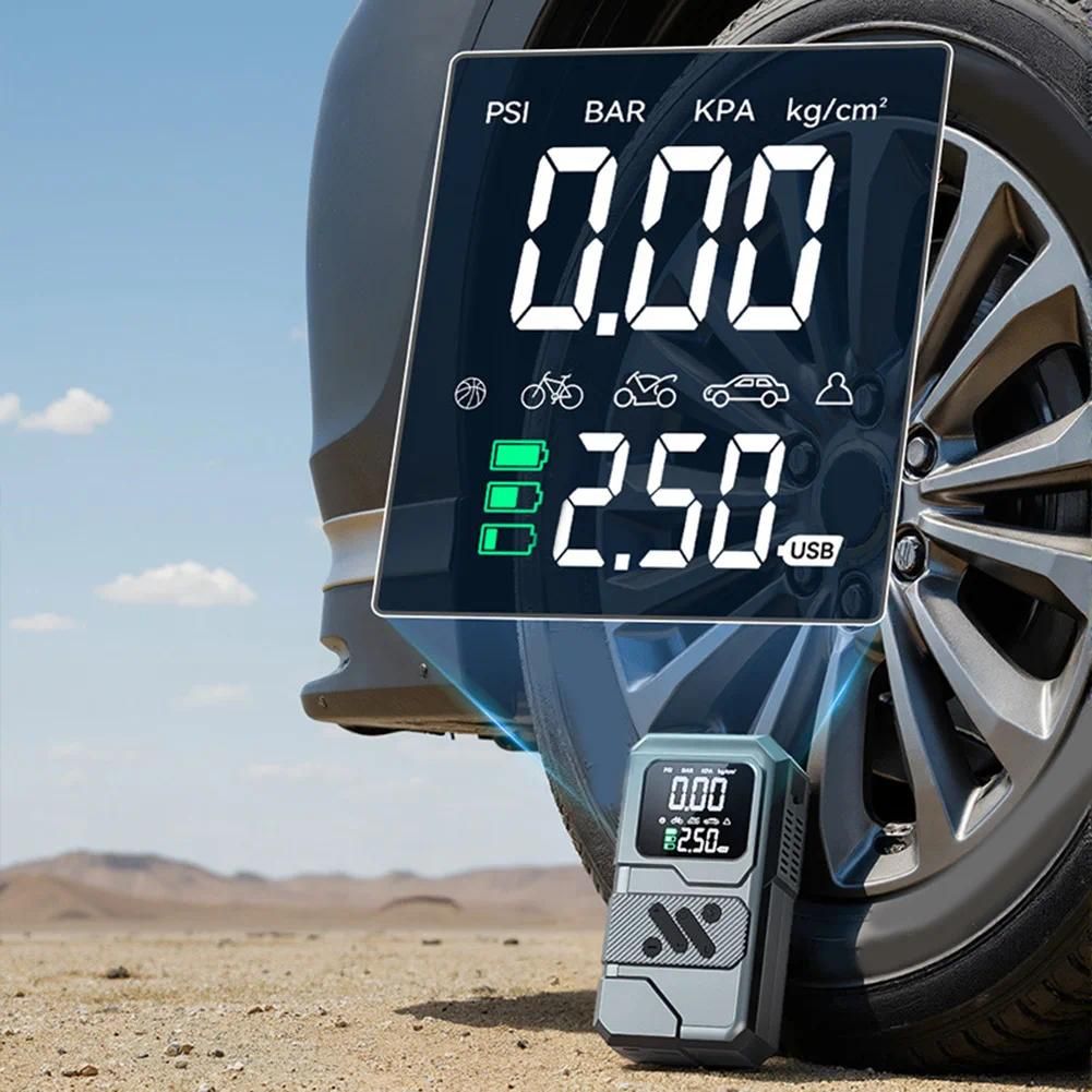 Car Jump Starter Portable Air Compressor Combo 6000mAh Power Bank, Tire Inflator with Pressure Gauge, Fast Charging for Vehicles - Image 4