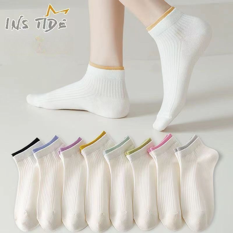 Short Womens Socks OC David 511001 College Socks Women's Short Shallow Mouth Cute Short Tube Socks White Boat Socks Wholesale And Customization - Image 1