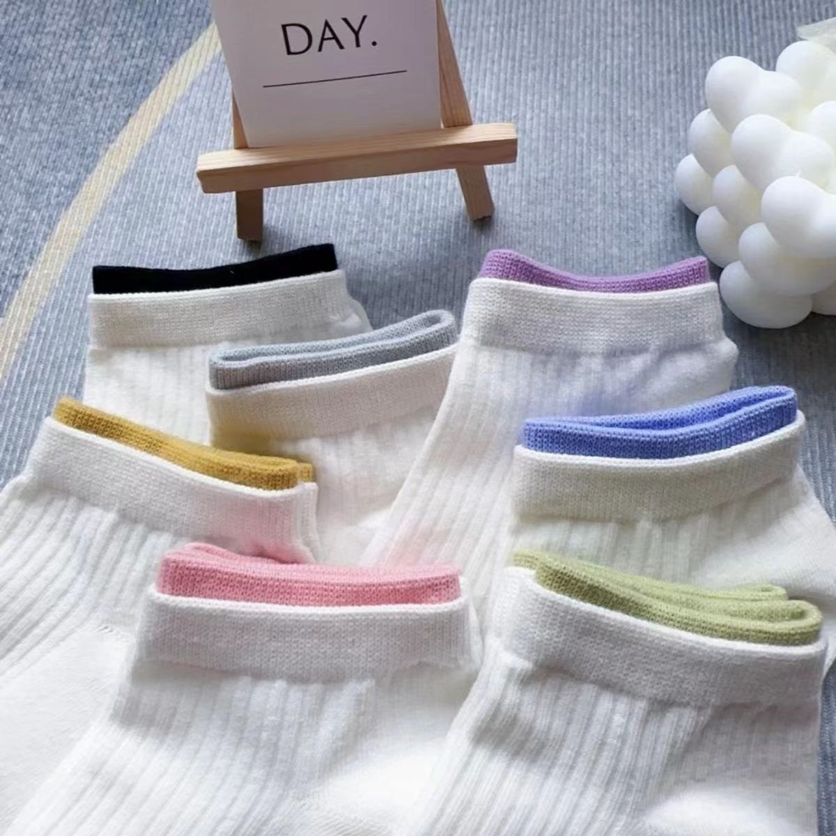 Short Womens Socks OC David 511001 College Socks Women's Short Shallow Mouth Cute Short Tube Socks White Boat Socks Wholesale And Customization - Image 2